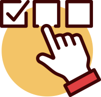 Hand pushing checkboxes